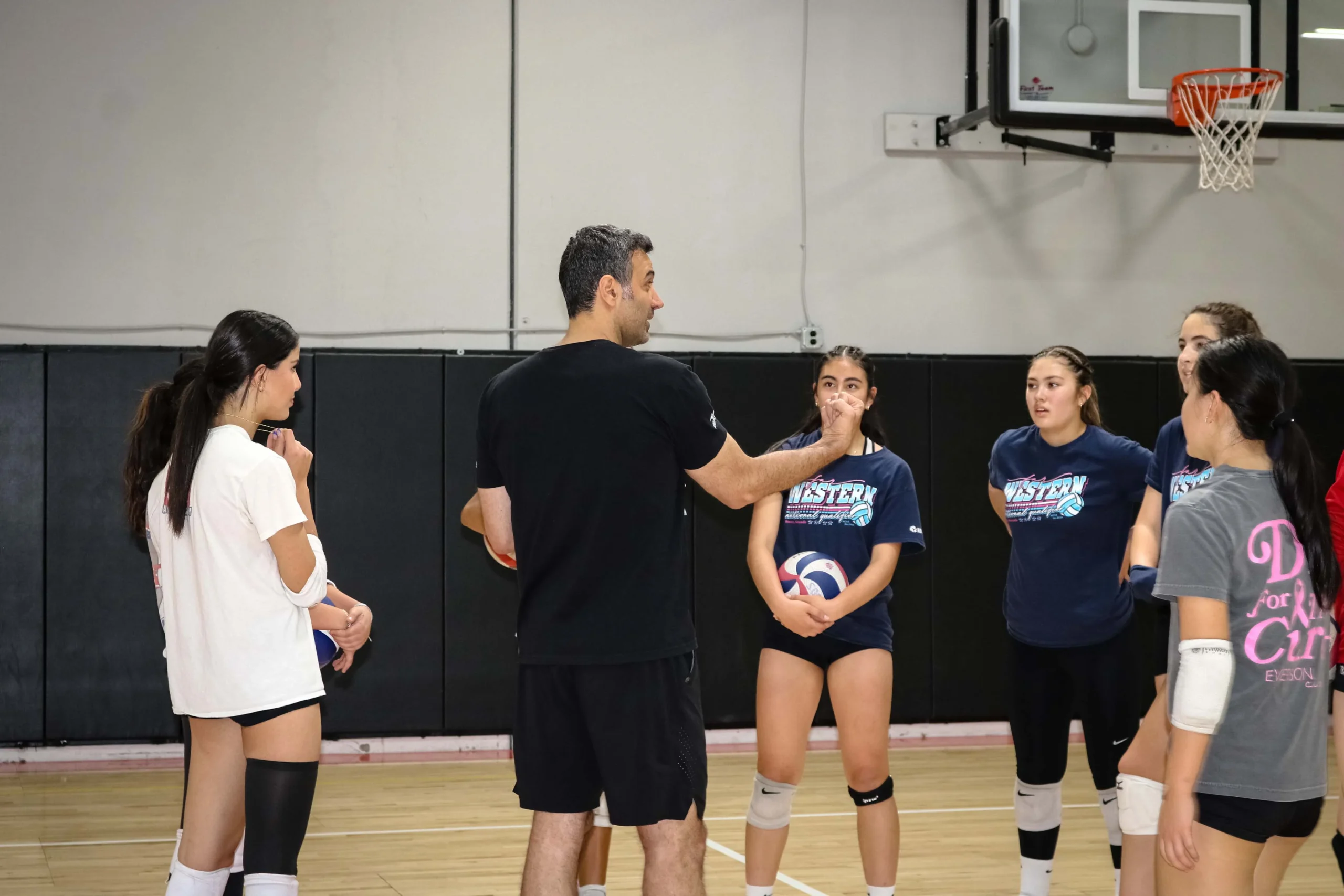 Youth volleyball summer camp in Orange County training session